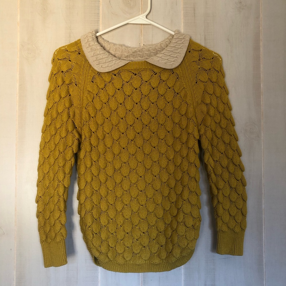 Mustard Yellow Women's Sweater with Collar